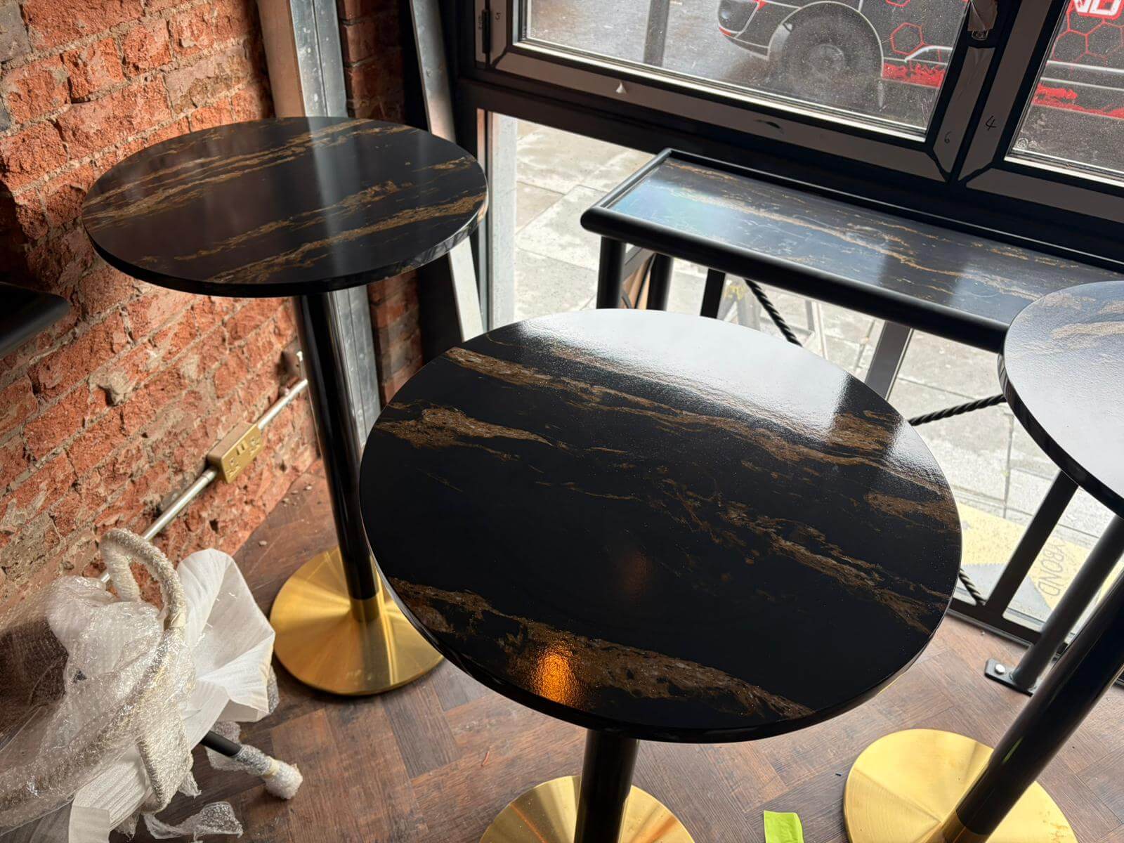 Cork and Bubbles Bar Coffee Shop Tables Bathroom Vanity Doncaster Cosmic Gold Quartz PD Granite