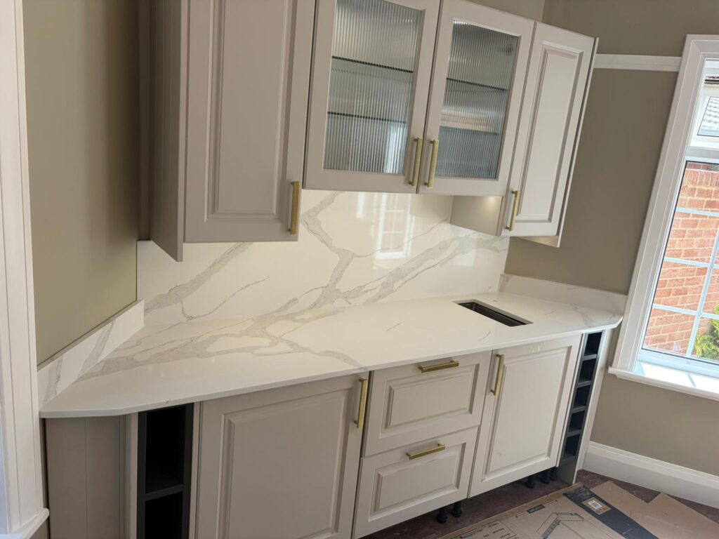 Superior Calacatta Inside Bar Top Splashback Cantley Doncaster PD Granite