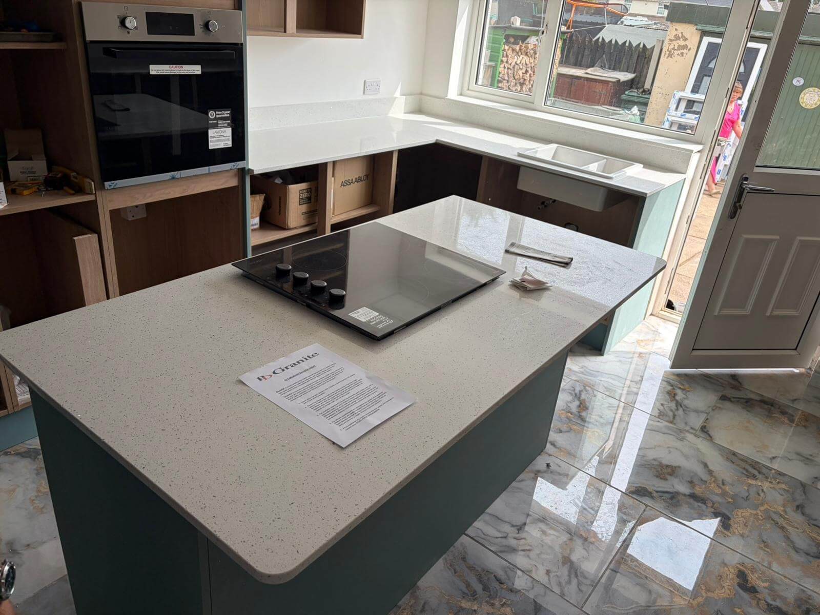 White Sparkle Quartz Kitchen Worktops Skellow Doncaster PD Granite